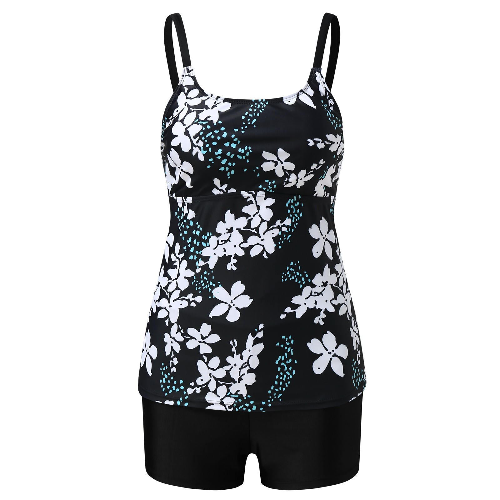Tankini badpak met bloemenprint en shortje voor dames in grote maten - Comfortabele en stijlvolle badkleding voor vrouwen_voghion.com