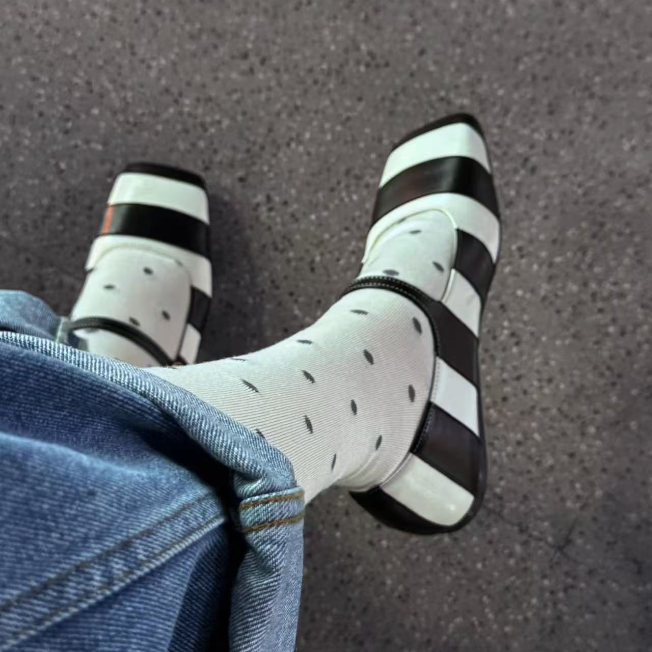 Dance Shoes MONA Retro Color Block Zebra Pattern Mary Jane French Style Flat Single Women' Ballet To Match Dre Shallow Mouth_voghion.com