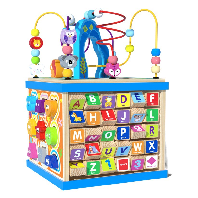 Rompecabezas multifuncional grande de madera para niños caja de tesoro de cuentas redondas grandes Educación temprana Inteligencia a juego escena Caja de Inteligencia juguete