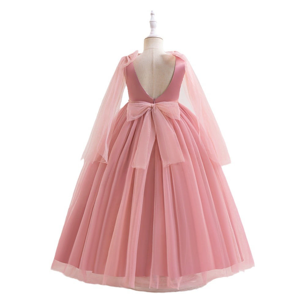 2026 Europa y los Estados Unidos nuevos vestidos infantiles vestidos de princesa de manga larga malla de acero vestidos de chicas anfitrionas de piano