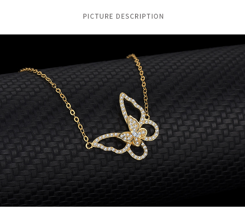 Fashion Butterfly 925 Silver Plating Zircon Pendant Necklace