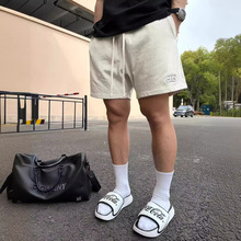 夏季潮牌字母刺绣运动短裤男美式休闲痞帅华棉松紧腰哈伦中裤薄