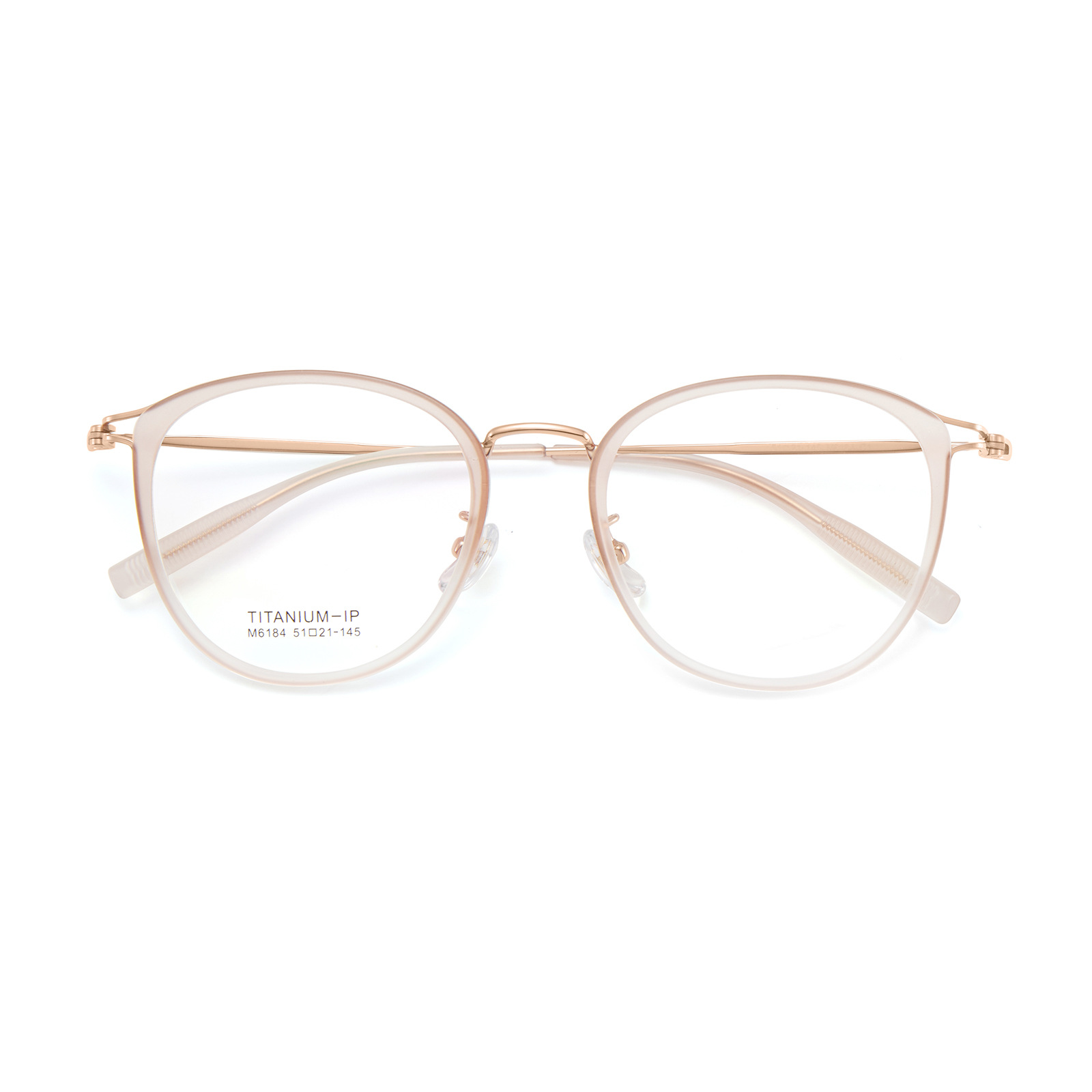 Yuanqi esmerilado flor de cerezo polvo simple TR marco de titanio marco de gafas de goma de oro hueco flexible IP pierna de titanio Danyang gafas al por mayor