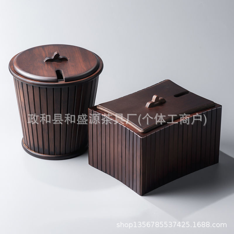 竹茶桶廠家批發亞馬遜跨境外貿竹工藝品一件代發茶水桶茶渣桶