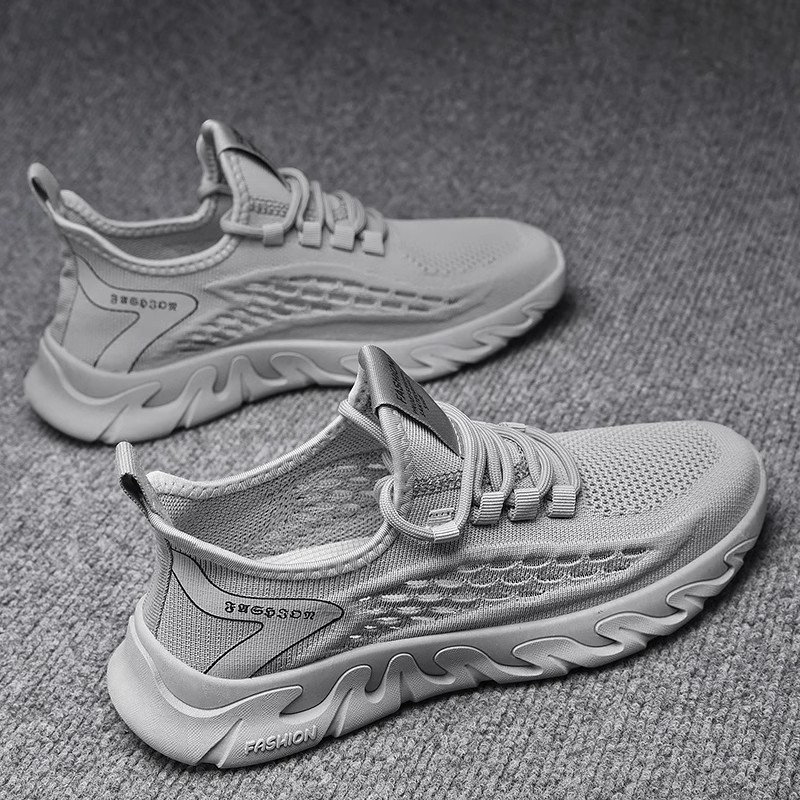 Zapatos de hombre 2025 nuevos zapatos de malla deportiva tejidos voladores de malla verano transpirables y desodorantes zapatos de moda casuales de trabajo de suela suave ligeros