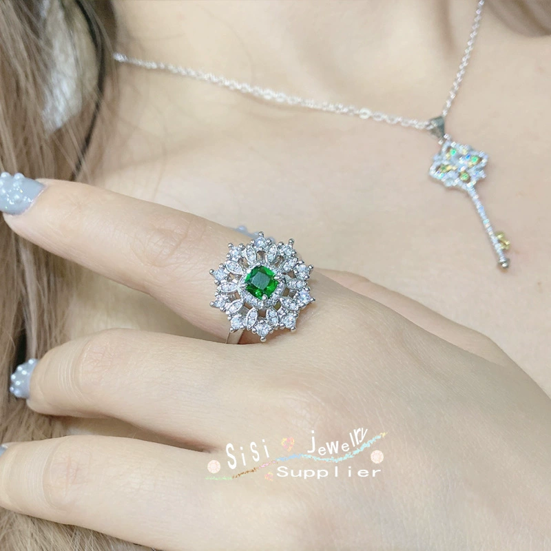 SISI Flower Fairy новые изделия, позолоченный комплект с изумрудом, микроинкрустация крошечными кристаллами, кулон-ключ для девочки