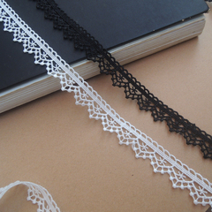 Handmade floral edge decoration for clothing lace edge trim with floral fabric accessories DIY material black and white 1.5cm