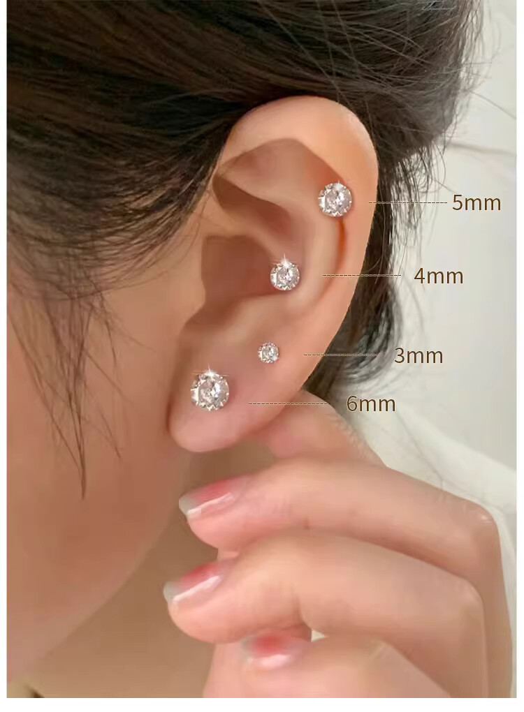 F136 Medical Titanium Alloy Flat Back Ear Stud Huazi Design Sleeping Ear Piercing Jewelry Exquisite Wholesale detail image 7