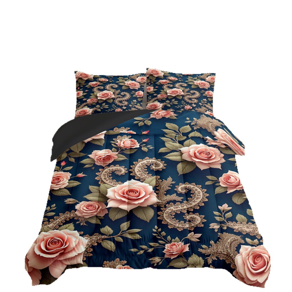 TEMU / JIT Pastoral colorido flores transfronterizas impresión digital HD 180gms colcha colcha ajuste de almohada