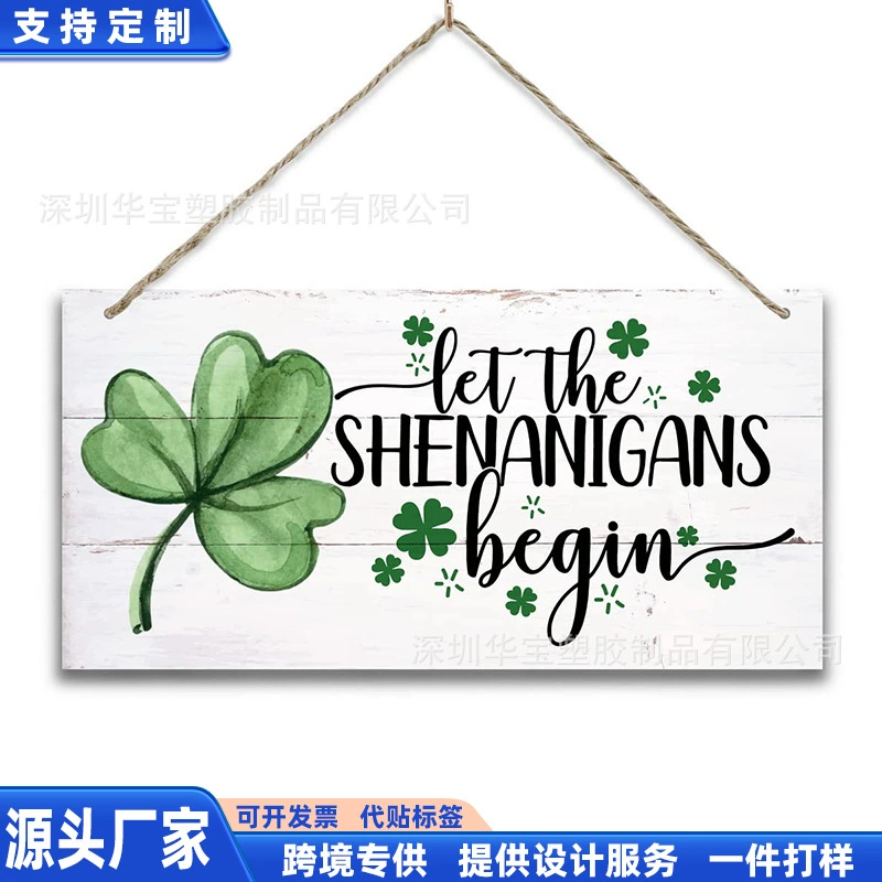 Популярные трансграничные деревянные подвесные украшения в виде клевера ко Дню святого Патрика для дома, фермерского дома, веранды