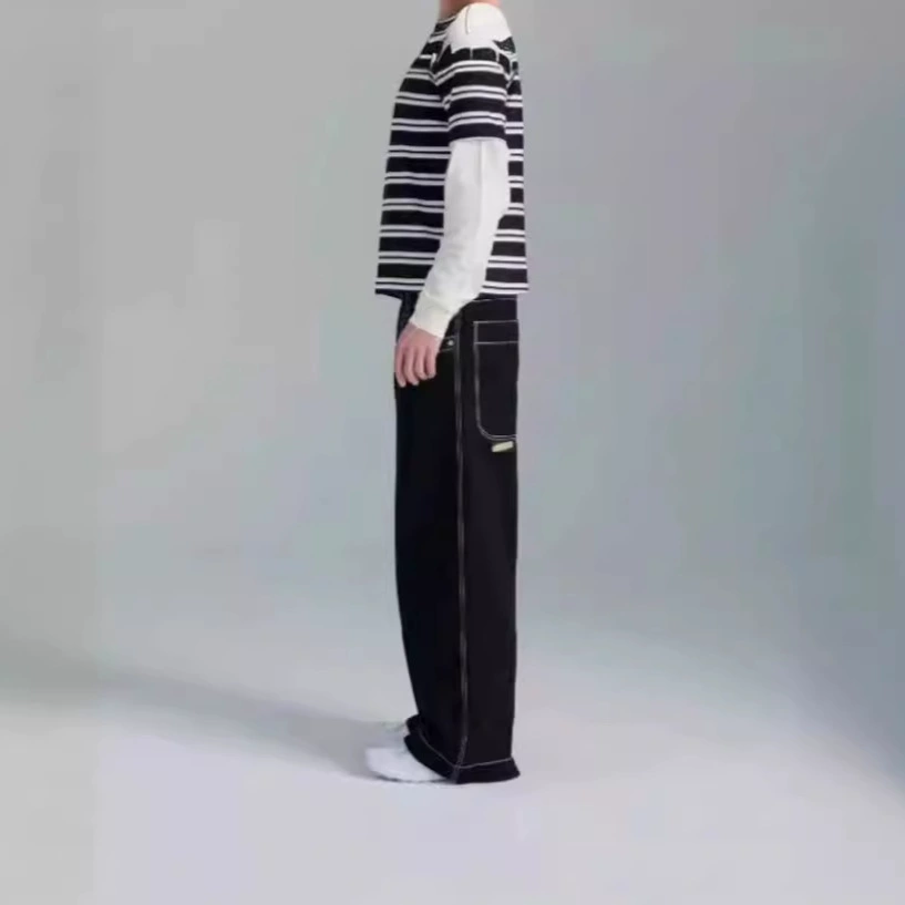 Трансграничный прилив марки JNCO с вышивкой повседневные брюки hiphop хип-хоп свободный скейтборд A-слово широкие джинсы