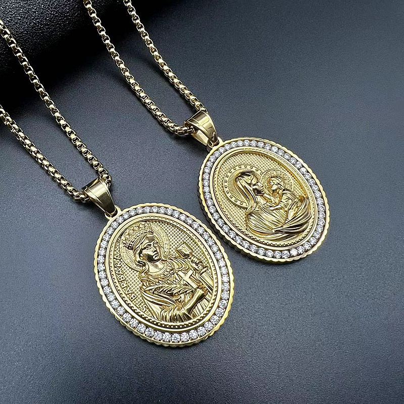 1 Piece Hip-hop Portrait Stainless Steel Polishing Inlay Zircon Pendant Necklace display picture 1