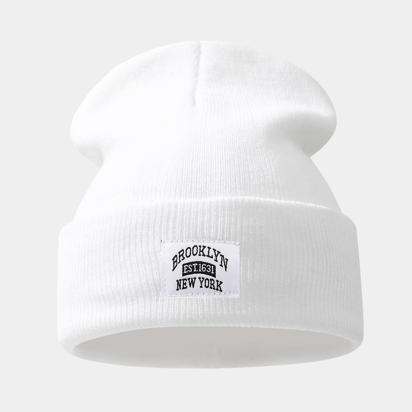 Europa y Estados Unidos marca de moda transfronteriza Brooklyn etiqueta sombrero de punto hombre y mujer personalidad de moda rizado sombrero de lana de moda sombrero frío