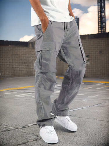 Best-selling SHEIN TEMU drawstring work pants for men, long pants, casual sports woven men's pants