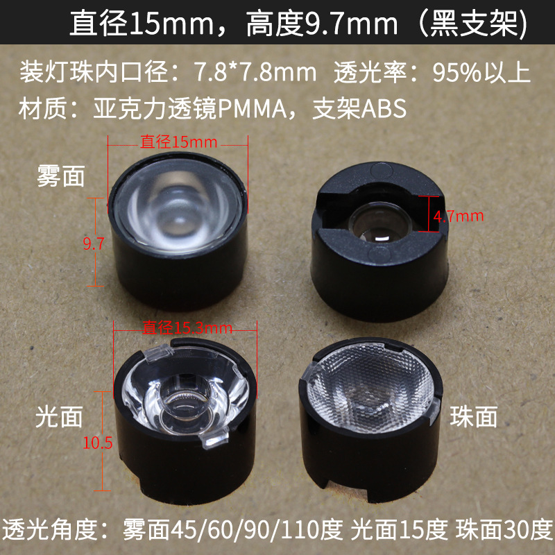 Черный кронштейн люменной линзы диаметром 5–15 мм