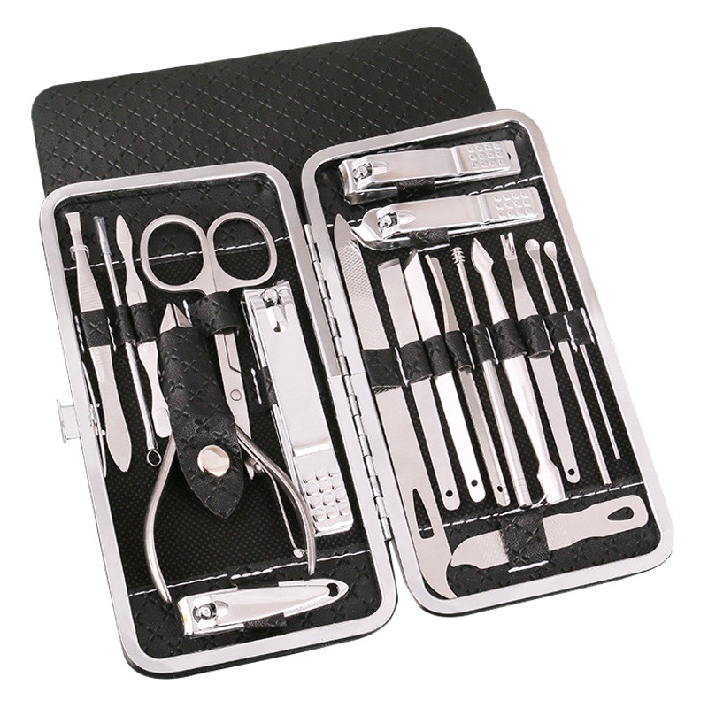 Manicure Set Rich Gold 19-Piece Set Diamond Pattern Beauty Manicure Tools Household Nail Scissors Nail Clipper Set