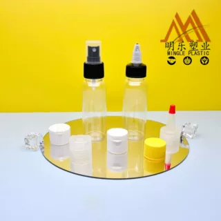 定制60ML斜肩PET瓶精油小样瓶洗护试用装瓶子搭配多种类型盖子