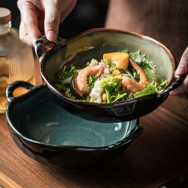 Bowl for Home Use 2025 New Model High-Value Double-Handle Soup Bowl, Attractive Noodle Bowl, Ceramic Tableware, Japanese-Style Large Bowl for Home Use, High-End