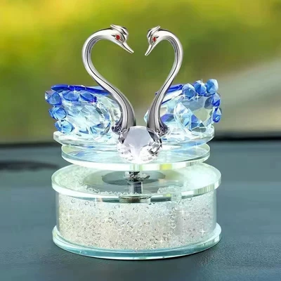 Car ornaments, Car Car Ornaments 2025 New - solar-rotating-blue-swan