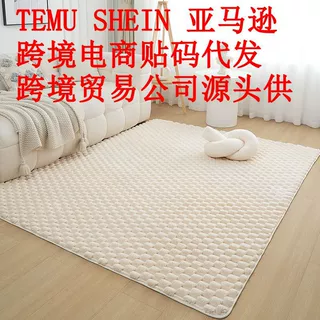 跨境龟背绒客厅卧室床边地毯地垫家用簇绒床边毯毛绒客厅毯carpet