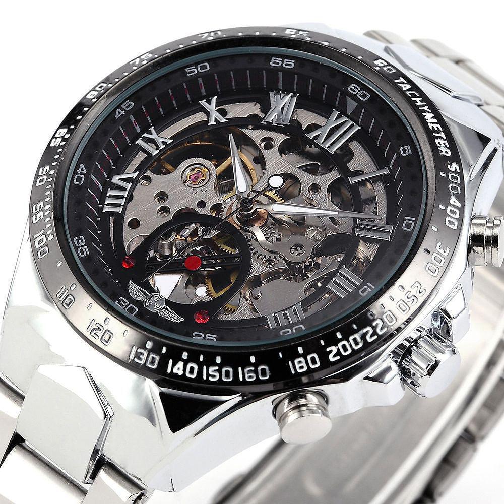 Winner European and American Men's Personalized Fashion All-Steel Hollow Automatic Mechanical Watch Wholesale