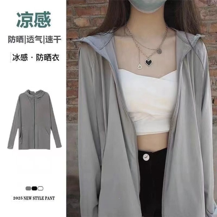 Chaqueta de Protección Solar UV de Seda de Hielo y Poliéster con Proteccion UPF30+