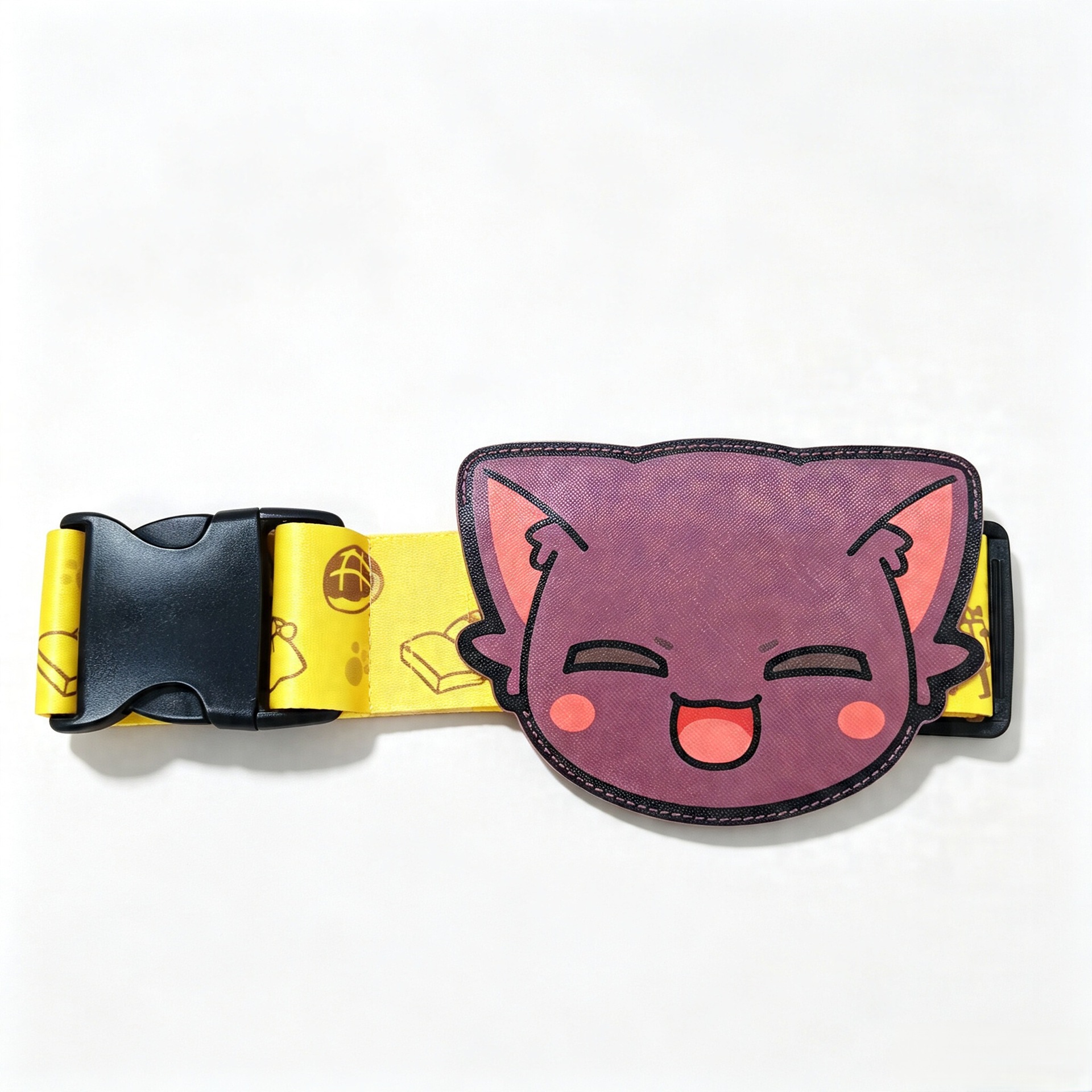 Special-shaped PU cartoon cat luggage strap, nylon flat luggage strap, buckle-reinforced packing strap