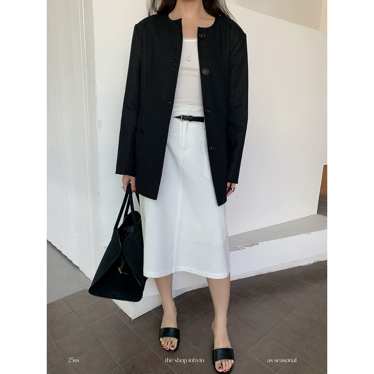 Yi Eun Oinbyin старый денежный ветер с круглым вырезом и талией пиджак для женщин высокого уровня чувство ранней весны