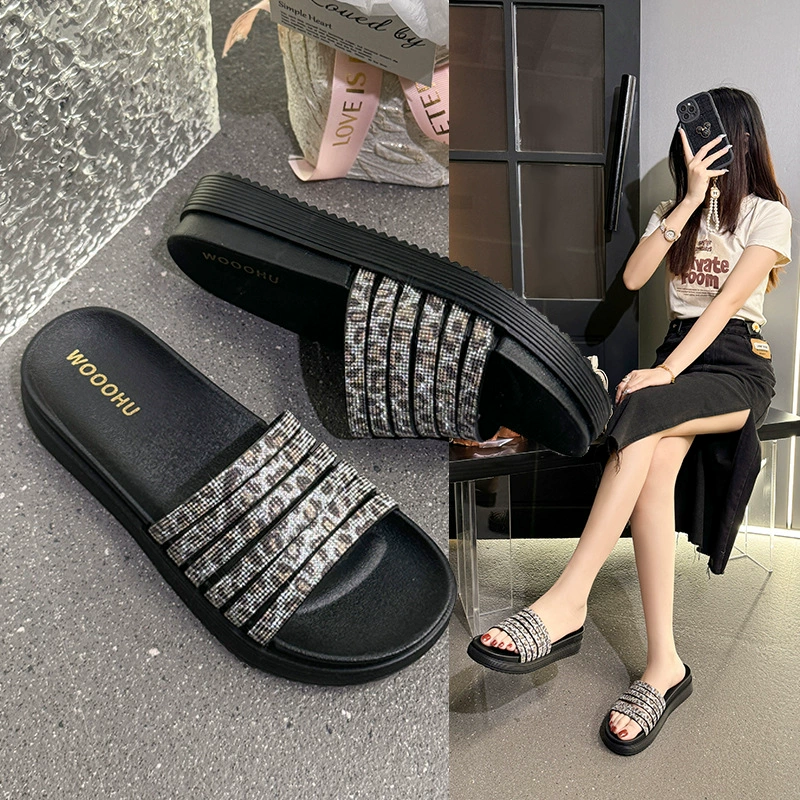 Травяные тапочки на толстой подошве женские туфли ПВХ наружная летняя новая мода