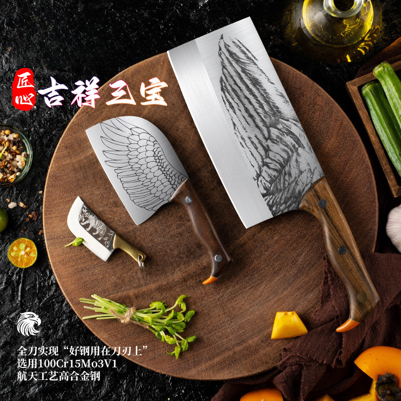 Cuchillo de cocina de cocina de acero inoxidable cuchillo de cocina de cuchillo de cocina comercial de corte de carne de hoja abierta cuchillo doméstico combinación de corte