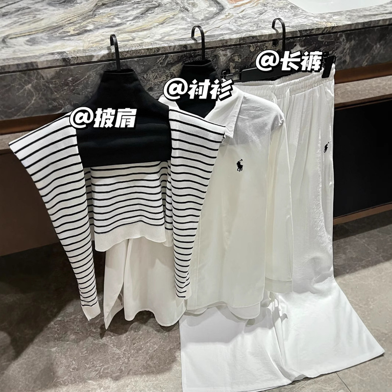 25Ss New Raffaello Embroidered Logo Casual Shawl Shirt Cotton-Linen Sun Protection Set with Contrasting Color Design