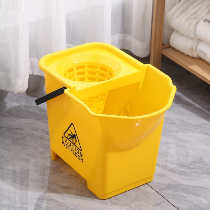 Plastic Hand-Pressed Cotton Mop Bucket, Hands-Free Wringing and Draining Bucket, Household Cleaning Mop Bucket, Suitable for Round-Head Mops