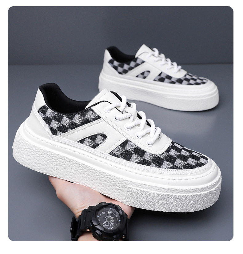 Giày thể thao đế dày nam kiểu mới, giày sneaker đơn giản tăng chiều cao, gót 3-5 cm — GX2519 màu trắng, GX2519 màu đen chi tiết 16