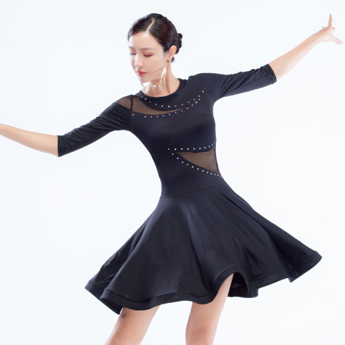 A drop-shipping Latin dance costume for women, adult new dress, summer long-sleeved swing dance performance practice clothes