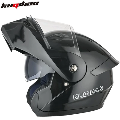 Cool riding treasure double lens motorcycle helmet exposed helmet electric motorcycle helmet riding safety 3C certification full helmet (Motosiklet kaskı (dəbilqə)) - bright-black-m