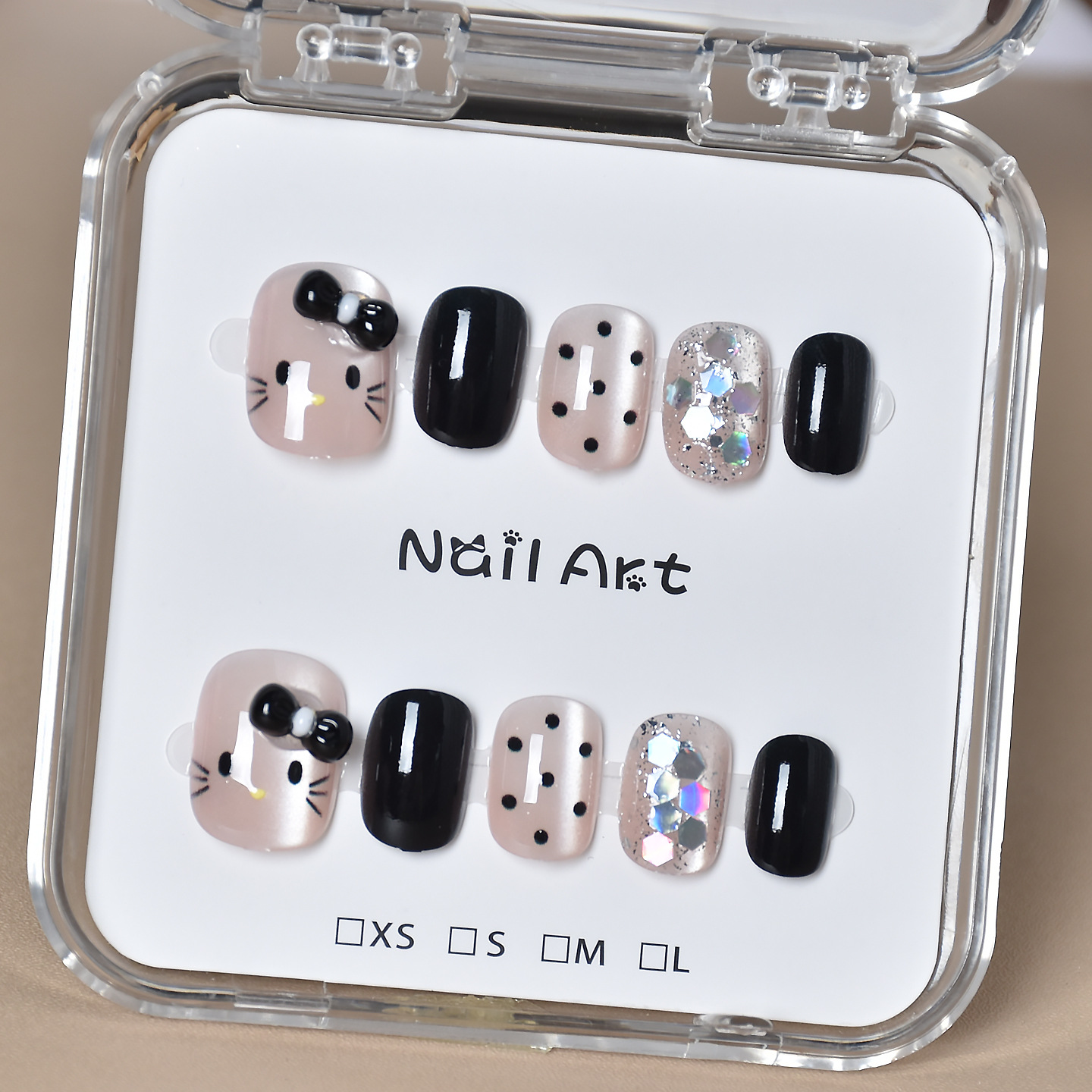 Caja transparente para usar uñas tienda física al por mayor barraca de uñas parches de uñas parches de uñas falsas desmontables