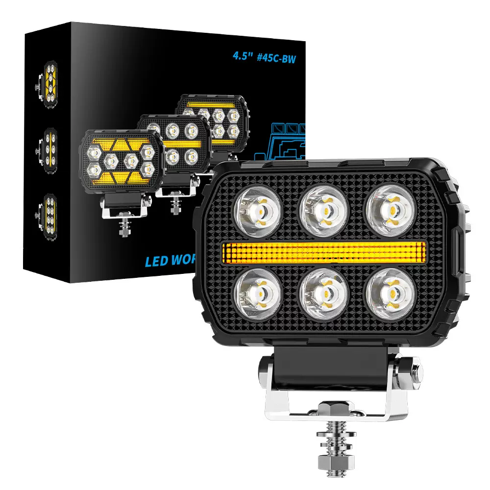 YZY 跨境新品4.5寸6LED改装越野射灯带DRL多模式辅助灯工程检修灯