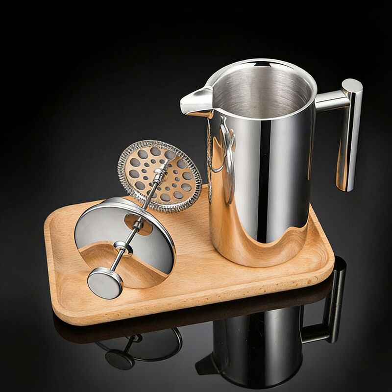 304 Stainless Steel Coffee Maker French Press Pot Hand-Brewed Coffee Pot Double-Layer French Filter Press Tea Maker Brewing Pot