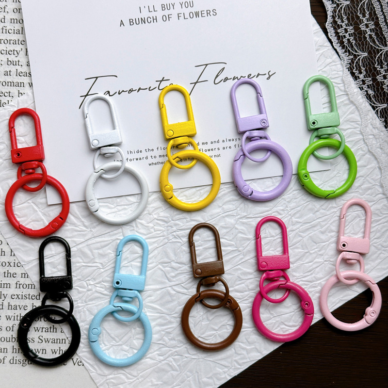 Door Latch and Spring Latch Combination Set, Colorful Painted Spring Rings, DIY Bead Keychain Pendant Accessories Wholesale