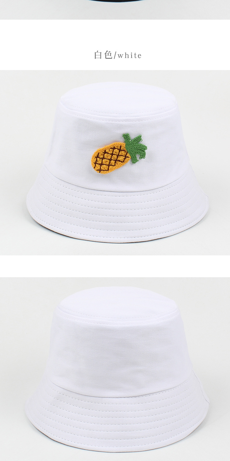 Fashion Pineapple Embroidery Casual Flat Top Sunscreen Basin Hat display picture 2