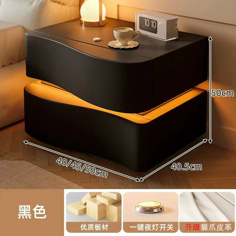 Кремовая прикроватная тумбочка для спальни, креативная домашняя новая современная простая высококачественная прикроватная тумбочка из цельного дерева нового типа