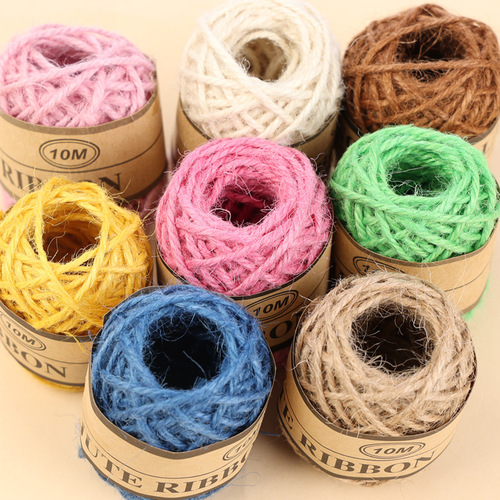 Decorative 3-strand colored hemp rope diy handmade accessories | hang tag | special for photo wall | woven natural jute 10 meters