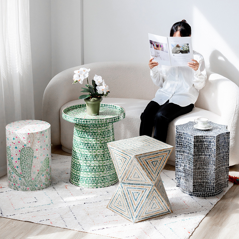 Harvest Cabin Decorative Shell Side Table Small Apartment Living Room Sofa Corner Table Nordic Modern Simple Creative Coffee Table