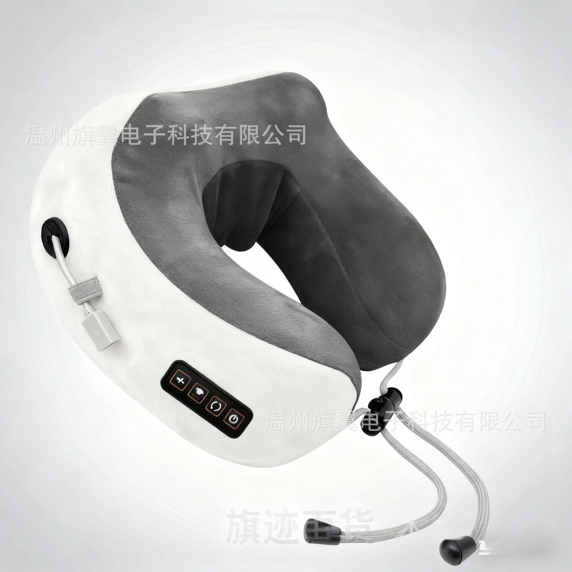 almohada de masaje en forma de U cuatro botones gris manejo inteligente almohada de masaje cervical