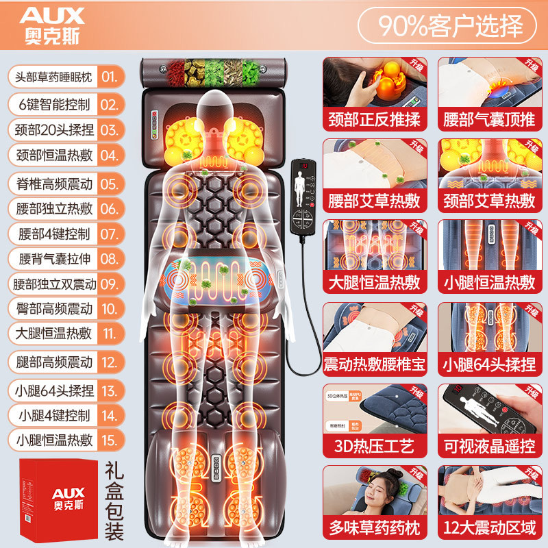 源工場家庭用スマートエアバッグマッサージマットレス全身首肩揉み電動クッション恒温加熱タイミング|undefined