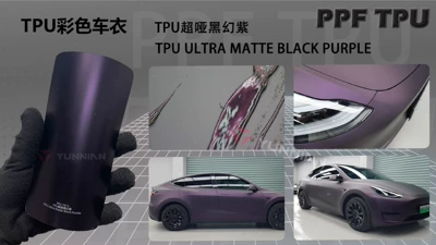 Satin Color Ppf Paint Protective – Automotive Film - customizable-color-change-tpu-super-matte-black-fantasy-purple
