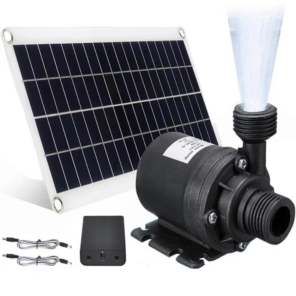 跨境专供多晶10W18V12V电池盒抽水泵套装 大流量太阳能供电抽水