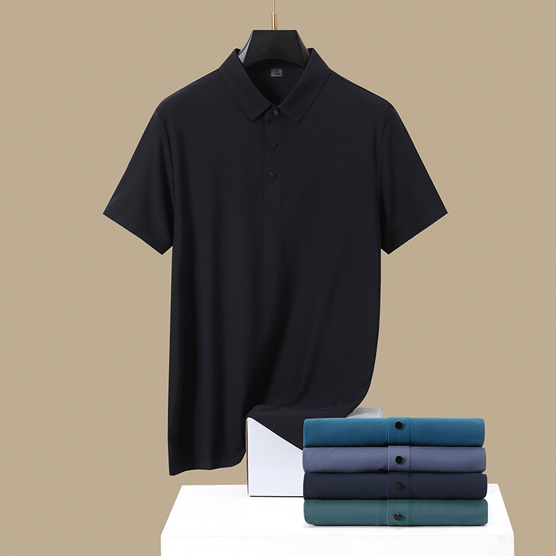 Camiseta de polo de hielo sin marcas de verano hombre elástico ligero de negocios frío camiseta de color sólido secado rápido casual manga corta al por mayor