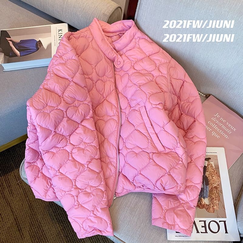 Pink cotton-padded jacket women's 2022 Winter new Western-style casual slim short thick coat