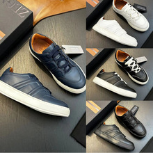 跨境爆款2024新款高端男士百搭休闲鞋真皮运动款英伦高端大牌男鞋